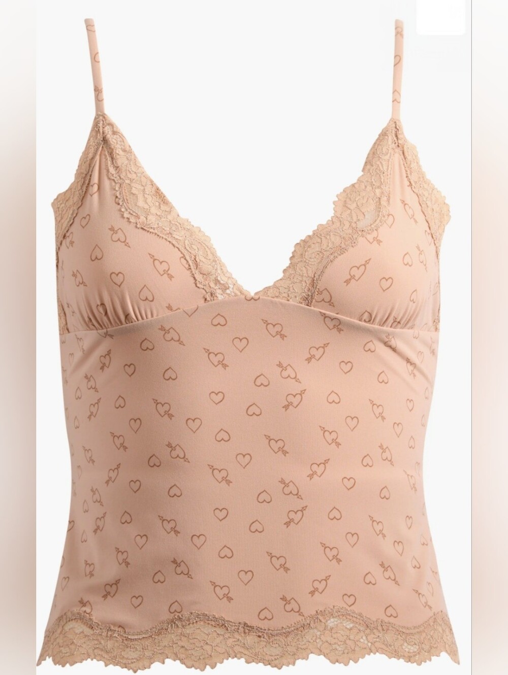 SKIMS Blush Lace-Trim Heart Print Cami